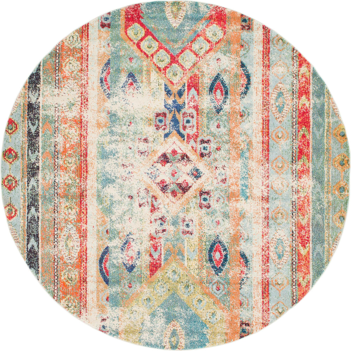 Sedona Vista Collection Area Rug -  Navajo Round Blue  lifestyle 16