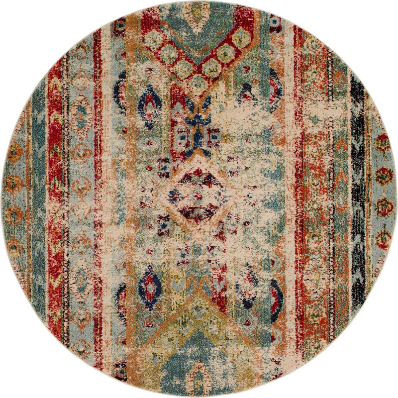 Sedona Vista Collection Area Rug -  Navajo Round Blue  lifestyle 63