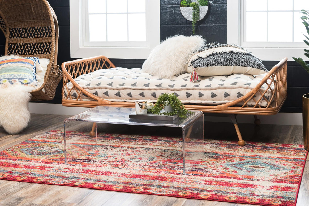 Sedona Vista Collection Area Rug -  Navajo Rectangular Cherry Pink  lifestyle 25
