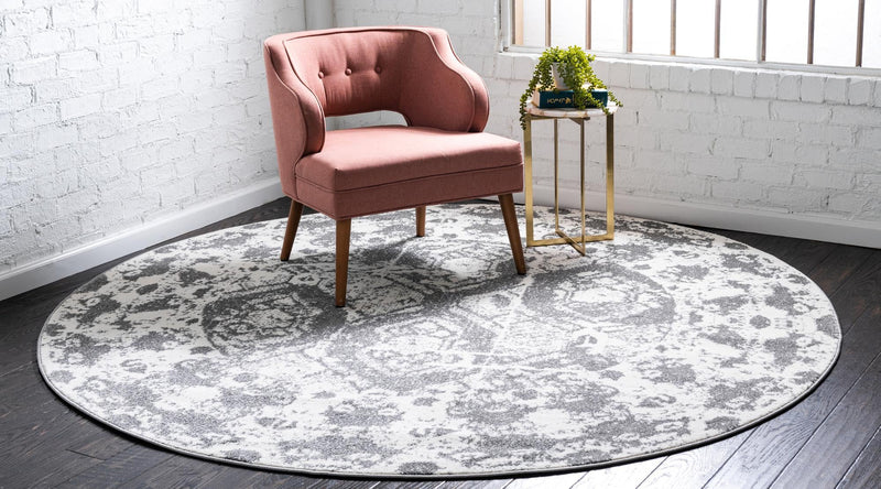 Amalfi Coast Woven Collection Area Rug -  Salerno Round Light Gray  lifestyle 49