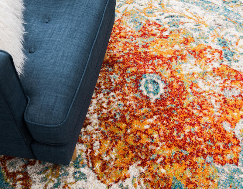 Amalfi Coast Woven Collection Area Rug -  Atrani Round Orange  lifestyle 21