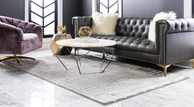 Hollywood Luxe Collection Area Rug -  Beverly (Gray Silver) Rectangle Gray Silver  lifestyle 3