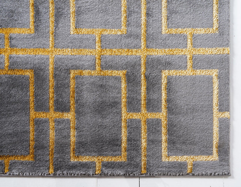 Hollywood Luxe Collection Area Rug -  Beverly (Gray Gold) Rectangle Gray Gold  lifestyle 9