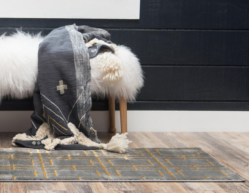 Hollywood Luxe Collection Area Rug -  Beverly (Gray Gold) Runner Gray Gold  lifestyle 25