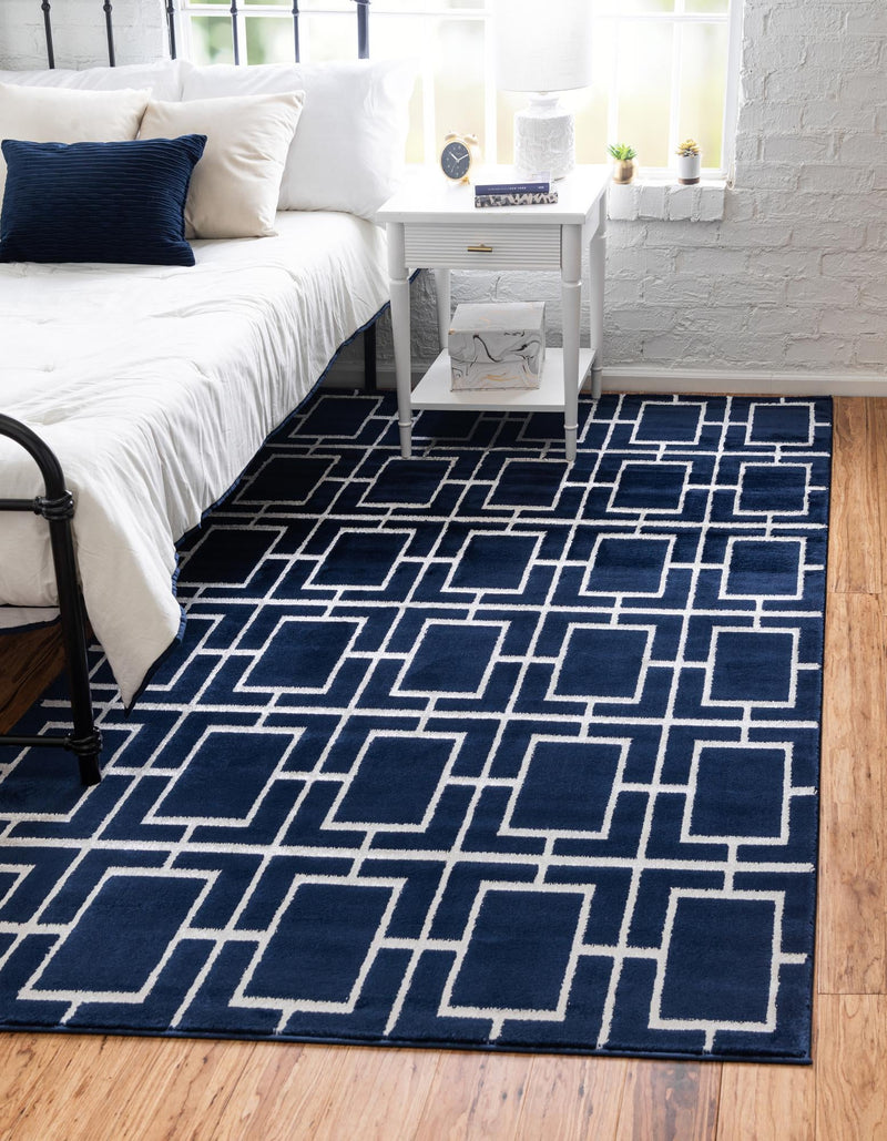 Hollywood Luxe Collection Area Rug -  Beverly (Navy Blue Silver) Rectangle Navy Blue Silver  lifestyle 2