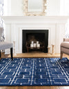 Hollywood Luxe Collection Area Rug -  Beverly (Navy Blue Silver) Rectangle Navy Blue Silver  lifestyle 3