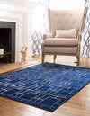 Hollywood Luxe Collection Area Rug -  Beverly (Navy Blue Silver) Rectangle Navy Blue Silver  lifestyle 4
