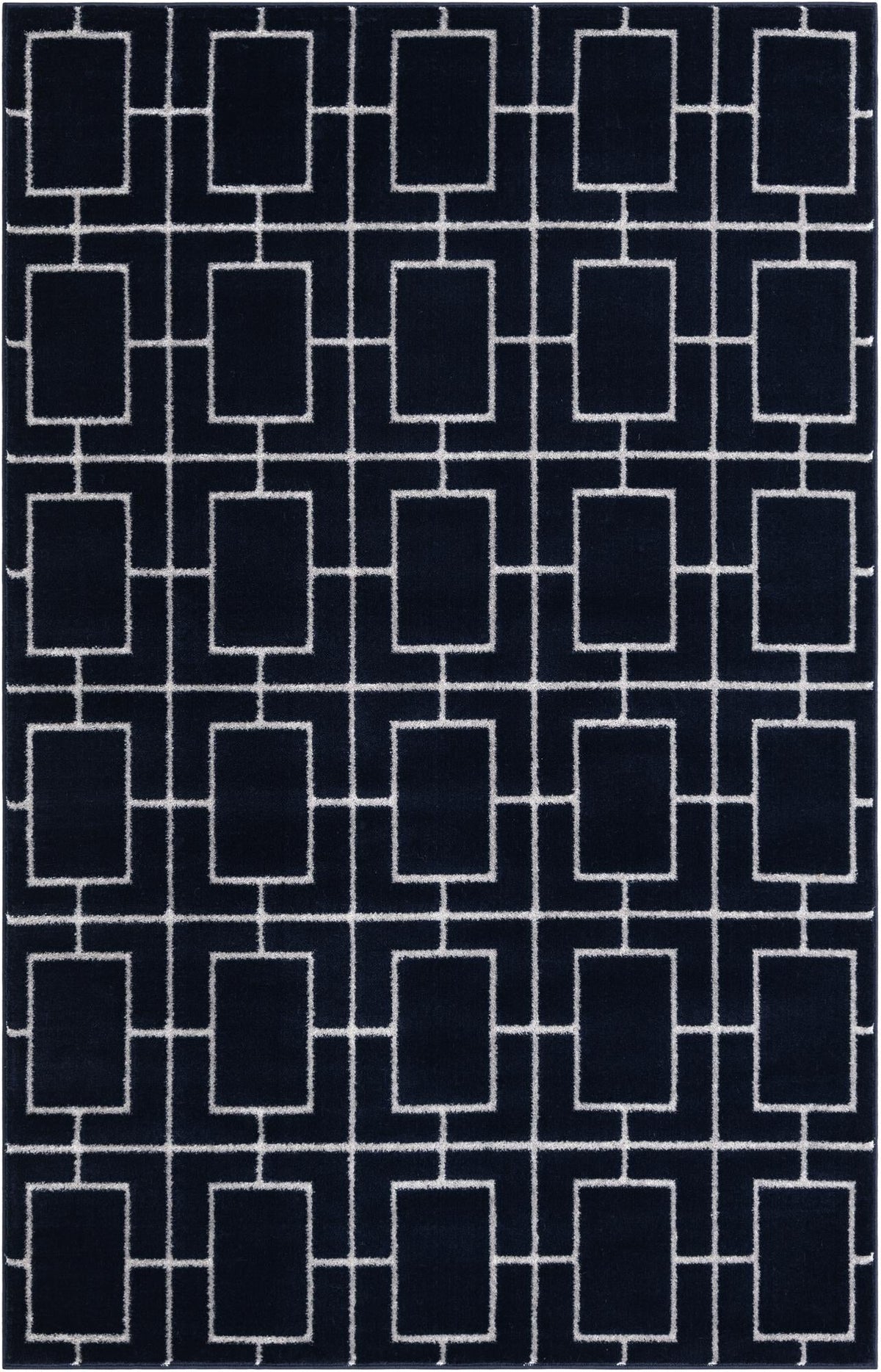 Hollywood Luxe Collection Area Rug -  Beverly Rectangle Navy Blue and Silver  lifestyle 7