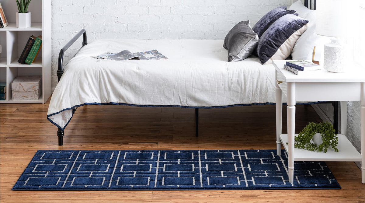 Hollywood Luxe Collection Area Rug -  Beverly Runner Navy Blue and Silver  lifestyle 104