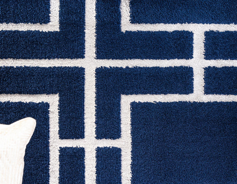 Hollywood Luxe Collection Area Rug -  Beverly (Navy Blue Silver) Runner Navy Blue Silver  lifestyle 30