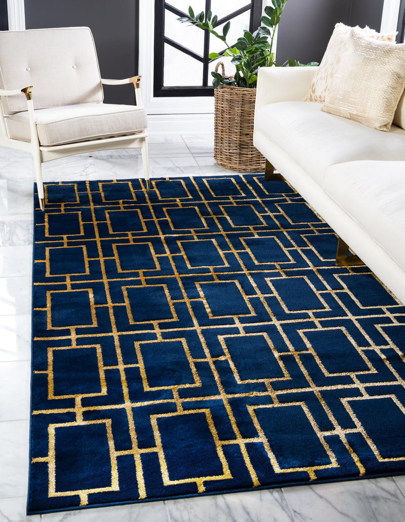 Hollywood Luxe Collection Area Rug -  Beverly (Navy Blue Gold) Rectangle Navy Blue Gold  lifestyle 2