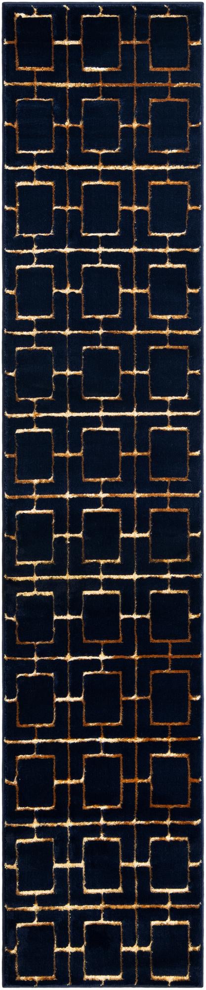 Hollywood Luxe Collection Area Rug -  Beverly Runner Navy Blue and Gold  lifestyle 55