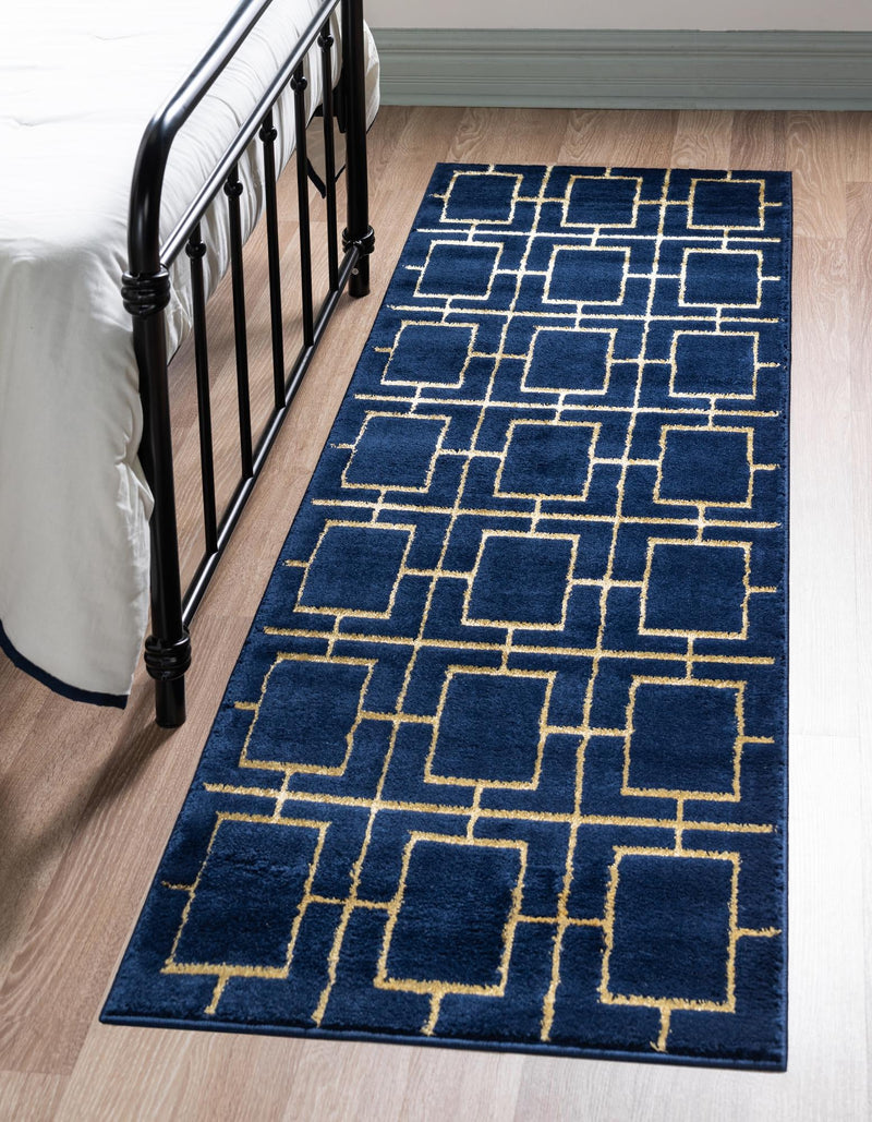 Hollywood Luxe Collection Area Rug -  Beverly (Navy Blue Gold) Runner Navy Blue Gold  lifestyle 20