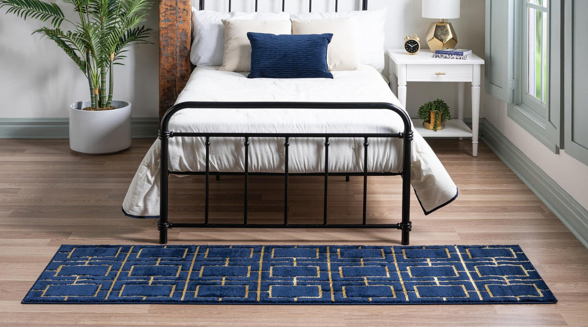 Hollywood Luxe Collection Area Rug -  Beverly Runner Navy Blue and Gold  lifestyle 103