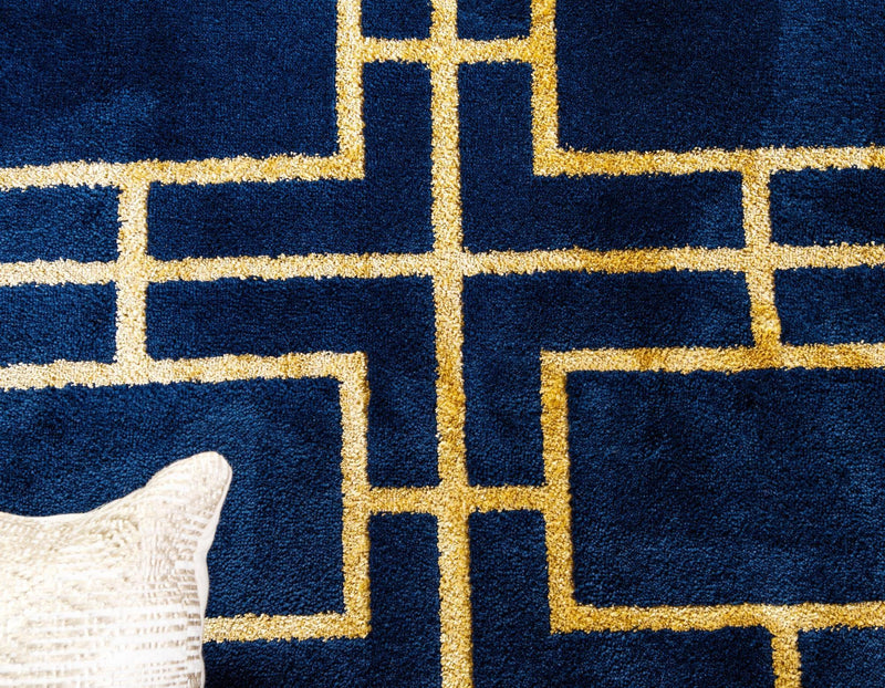 Hollywood Luxe Collection Area Rug -  Beverly (Navy Blue Gold) Runner Navy Blue Gold  lifestyle 32