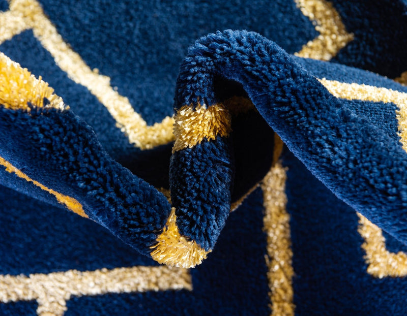 Hollywood Luxe Collection Area Rug -  Beverly (Navy Blue Gold) Runner Navy Blue Gold  lifestyle 35