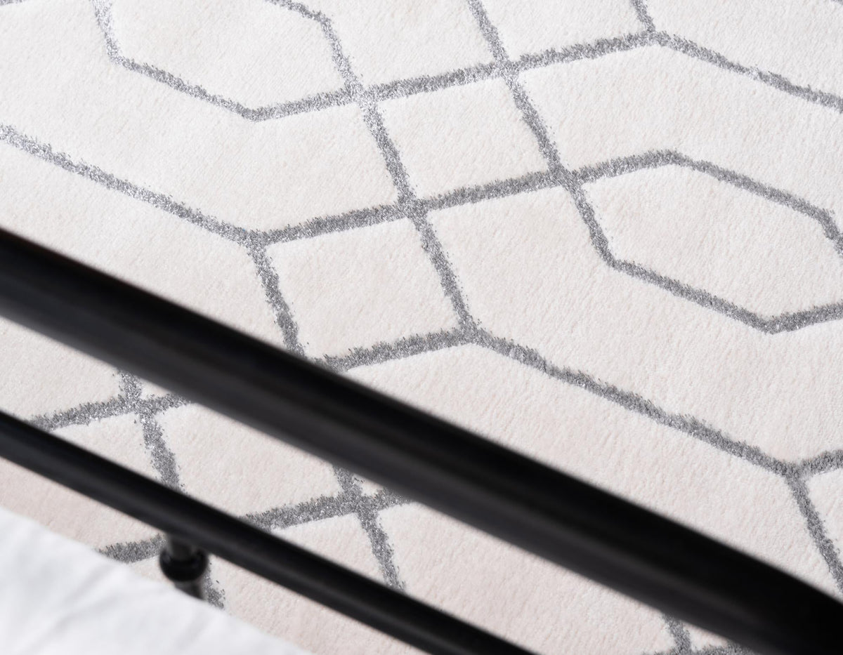 Hollywood Luxe Collection Area Rug - Sunset Rectangle White and Silver  lifestyle 116