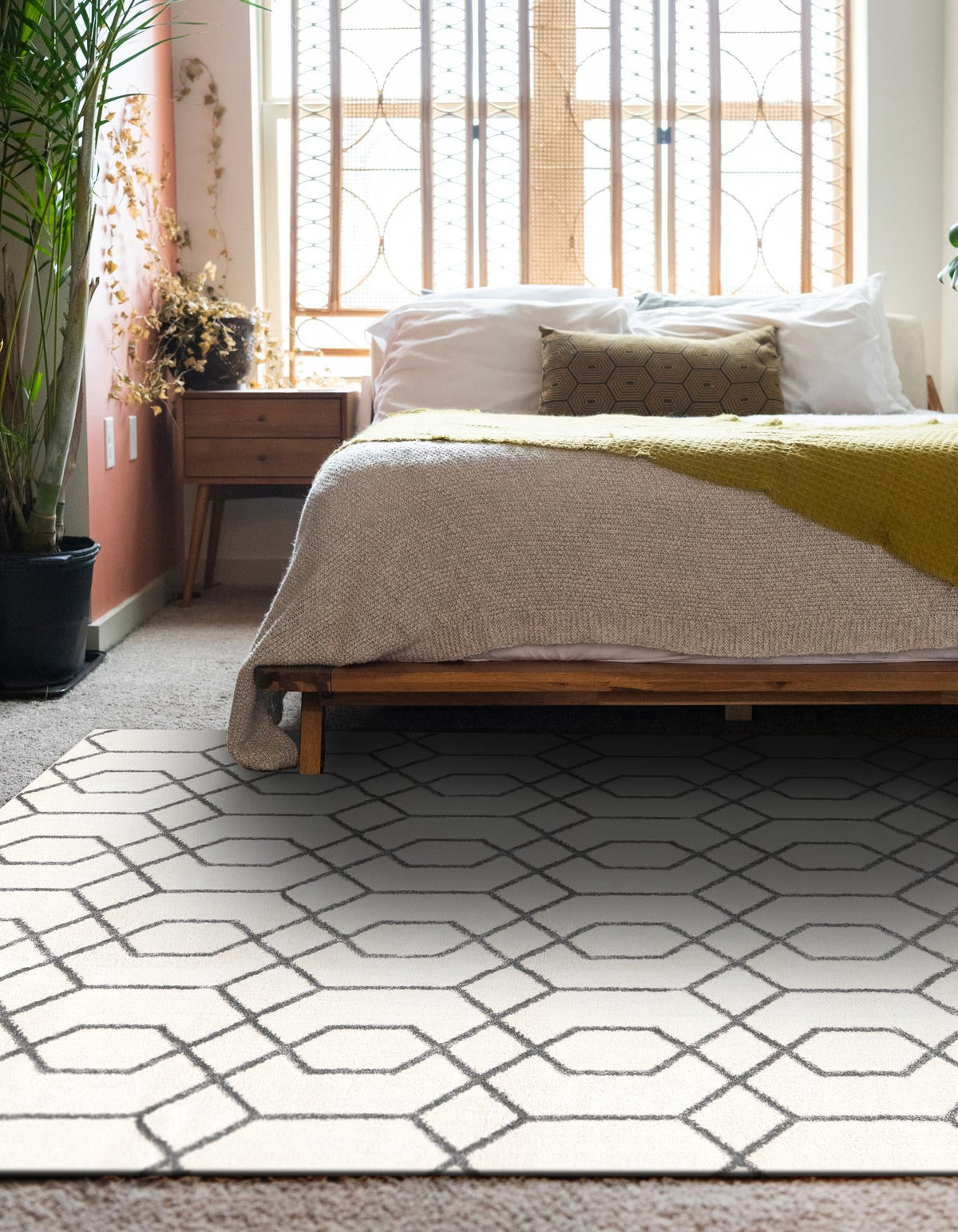 Hollywood Luxe Collection Area Rug - Sunset Rectangle White and Silver  lifestyle 127