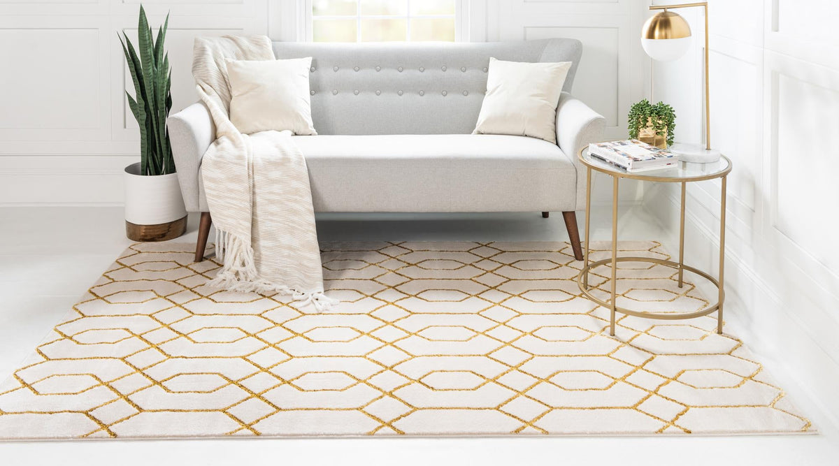 Hollywood Luxe Collection Area Rug - Sunset (White Gold) Rectangle White Gold  lifestyle 4
