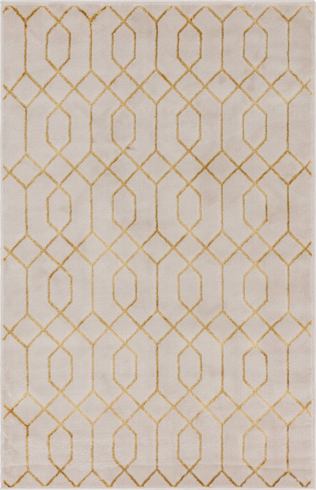 Hollywood Luxe Collection Area Rug - Sunset Rectangle White and Gold  lifestyle 2