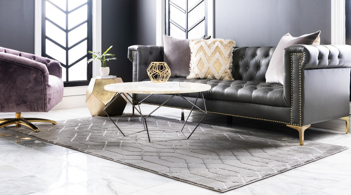 Hollywood Luxe Collection Area Rug - Sunset Rectangle Gray Silver  lifestyle 95