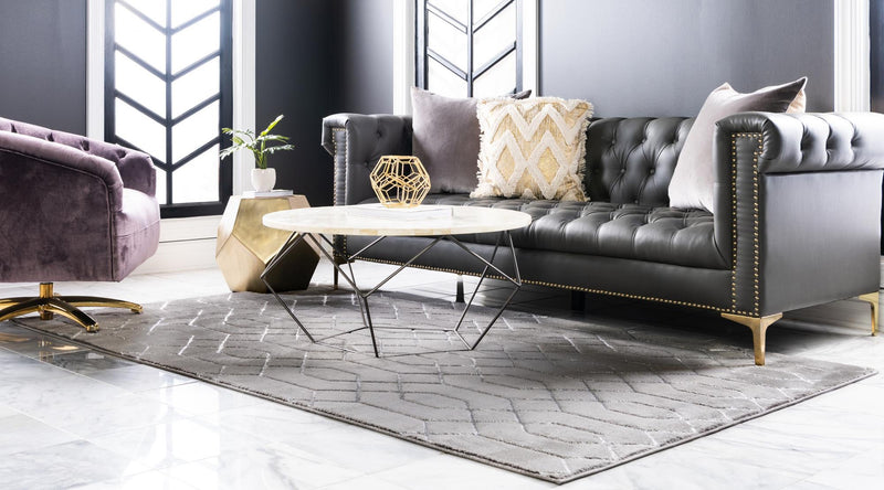 Hollywood Luxe Collection Area Rug - Sunset (Gray Silver) Rectangle Gray Silver  lifestyle 3