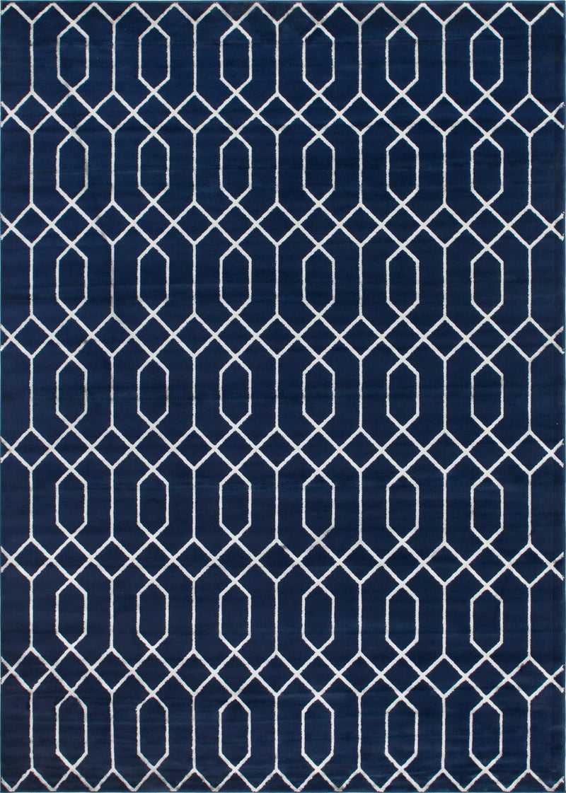 Hollywood Luxe Collection Area Rug - Sunset (Navy Blue Silver) Rectangle Navy Blue Silver Main