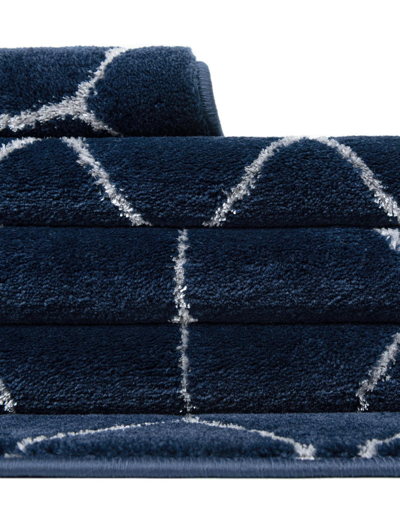 Hollywood Luxe Collection Area Rug - Sunset (Navy Blue Silver) Rectangle Navy Blue Silver  lifestyle 14