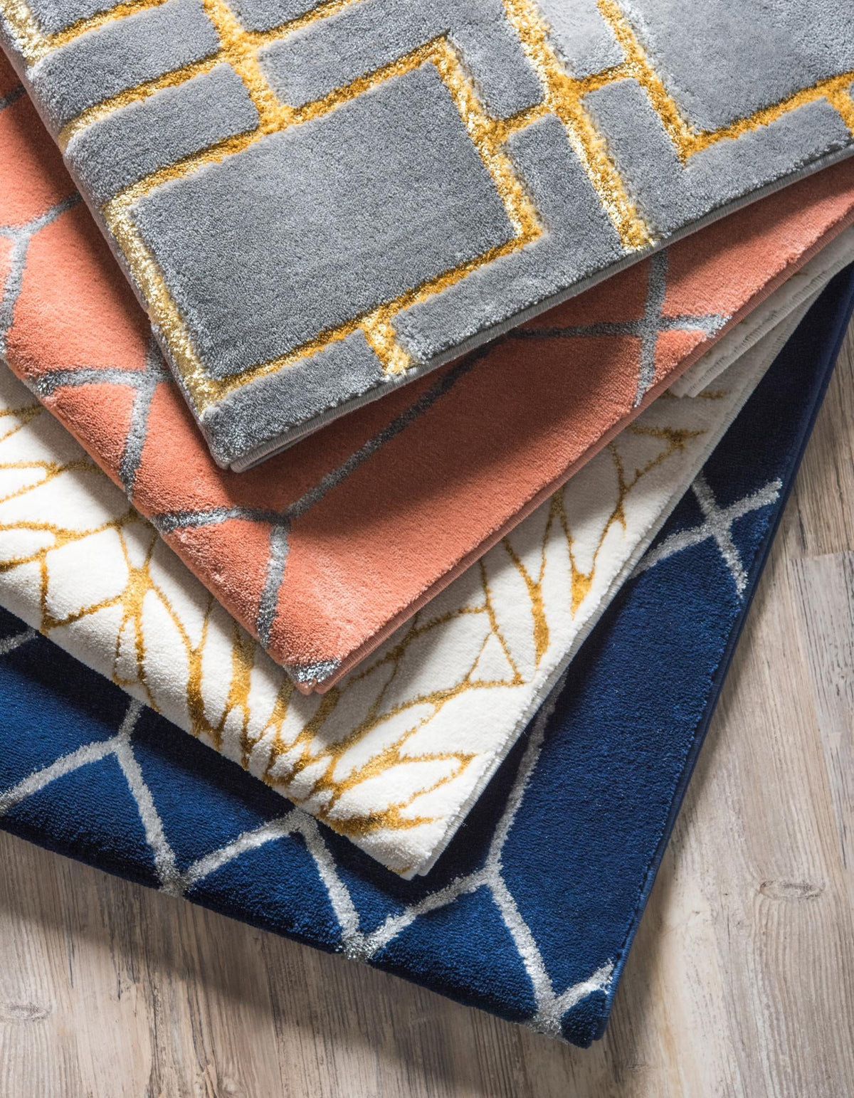 Hollywood Luxe Collection Area Rug - Sunset Rectangle Navy Blue and Silver  lifestyle 145