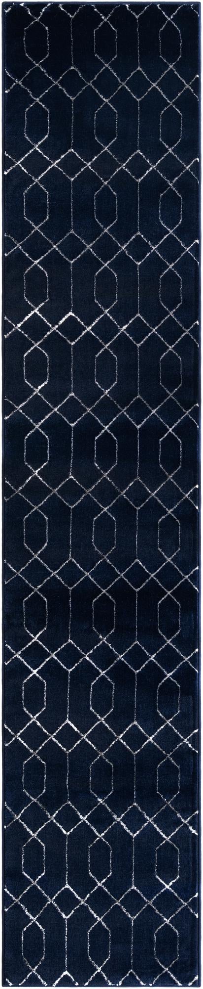 Hollywood Luxe Collection Area Rug - Sunset (Navy Blue Silver) Runner Navy Blue Silver  lifestyle 17