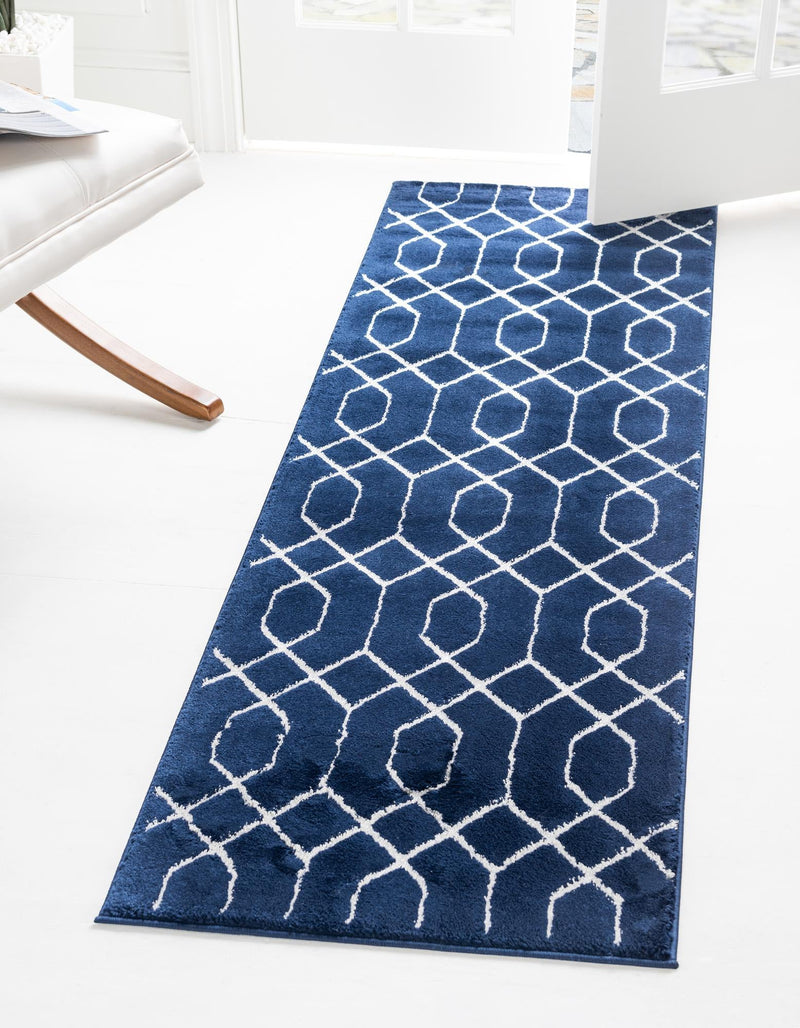 Hollywood Luxe Collection Area Rug - Sunset (Navy Blue Silver) Runner Navy Blue Silver  lifestyle 21