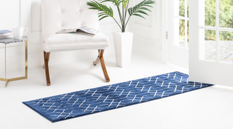 Hollywood Luxe Collection Area Rug - Sunset (Navy Blue Silver) Runner Navy Blue Silver  lifestyle 25