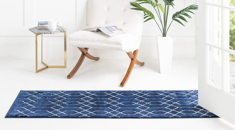 Hollywood Luxe Collection Area Rug - Sunset (Navy Blue Silver) Runner Navy Blue Silver  lifestyle 29