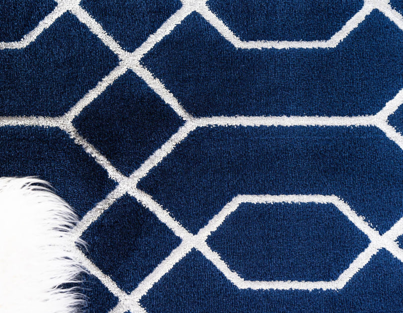 Hollywood Luxe Collection Area Rug - Sunset (Navy Blue Silver) Runner Navy Blue Silver  lifestyle 33