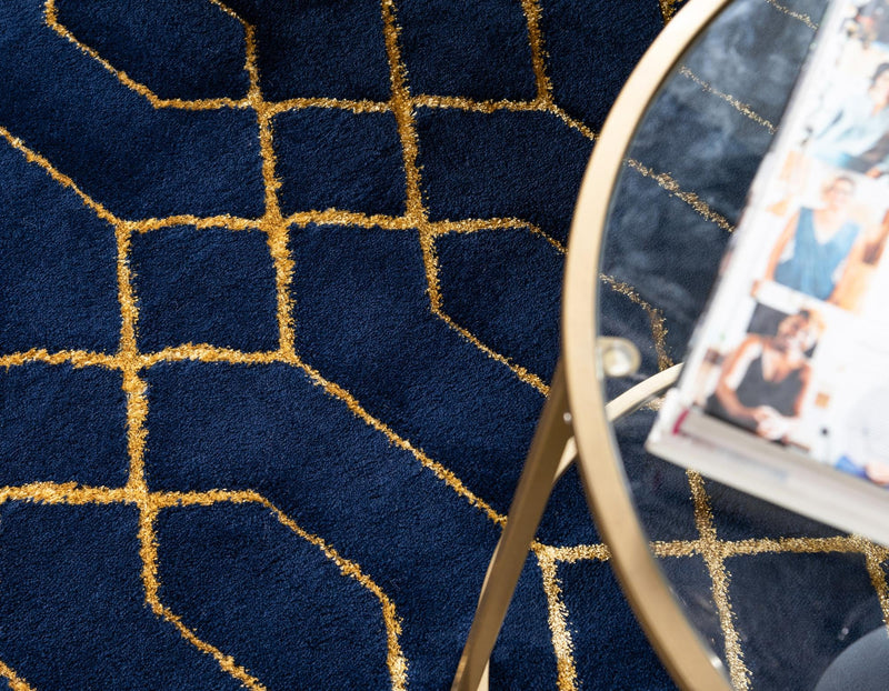 Hollywood Luxe Collection Area Rug - Sunset (Navy Blue Gold) Rectangle Navy Blue Gold  lifestyle 6