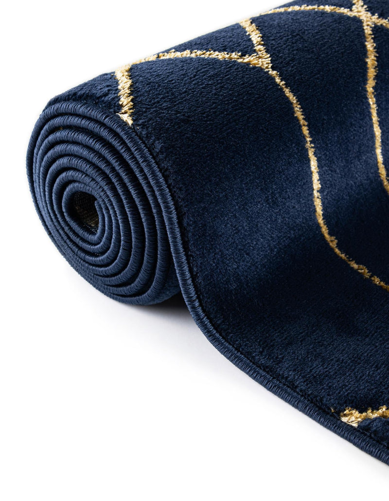 Hollywood Luxe Collection Area Rug - Sunset (Navy Blue Gold) Rectangle Navy Blue Gold  lifestyle 12