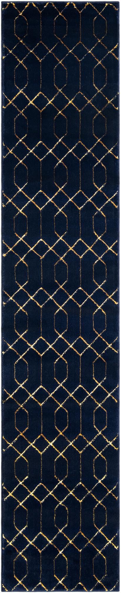 Hollywood Luxe Collection Area Rug - Sunset (Navy Blue Gold) Runner Navy Blue Gold  lifestyle 11