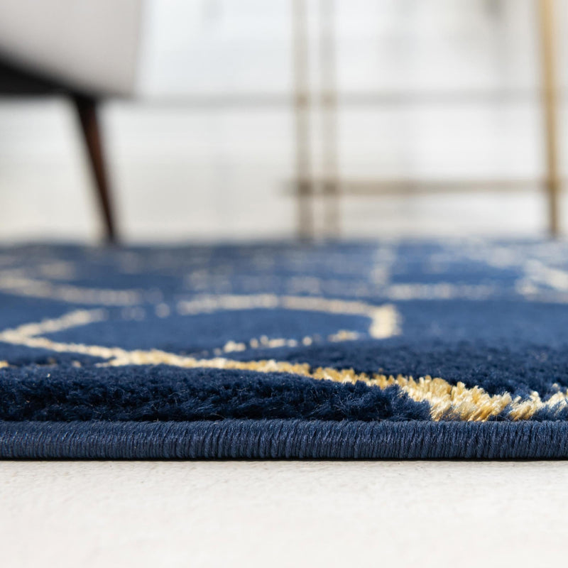 Hollywood Luxe Collection Area Rug - Sunset (Navy Blue Gold) Runner Navy Blue Gold  lifestyle 37