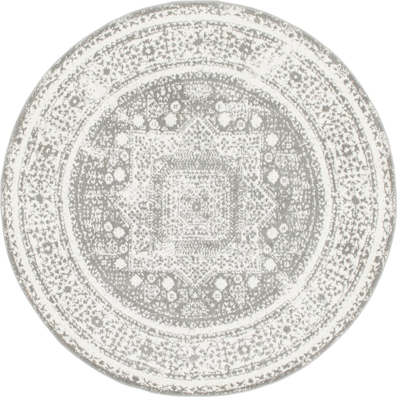 Amalfi Coast Woven Collection Area Rug - Sorrento Round Gray  lifestyle 35