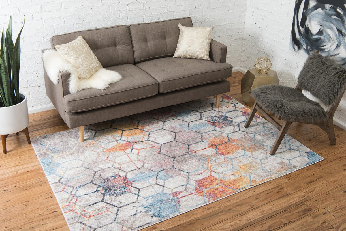 Spectrum Array Collection Area Rug - Aurora Rectangle White  lifestyle 9