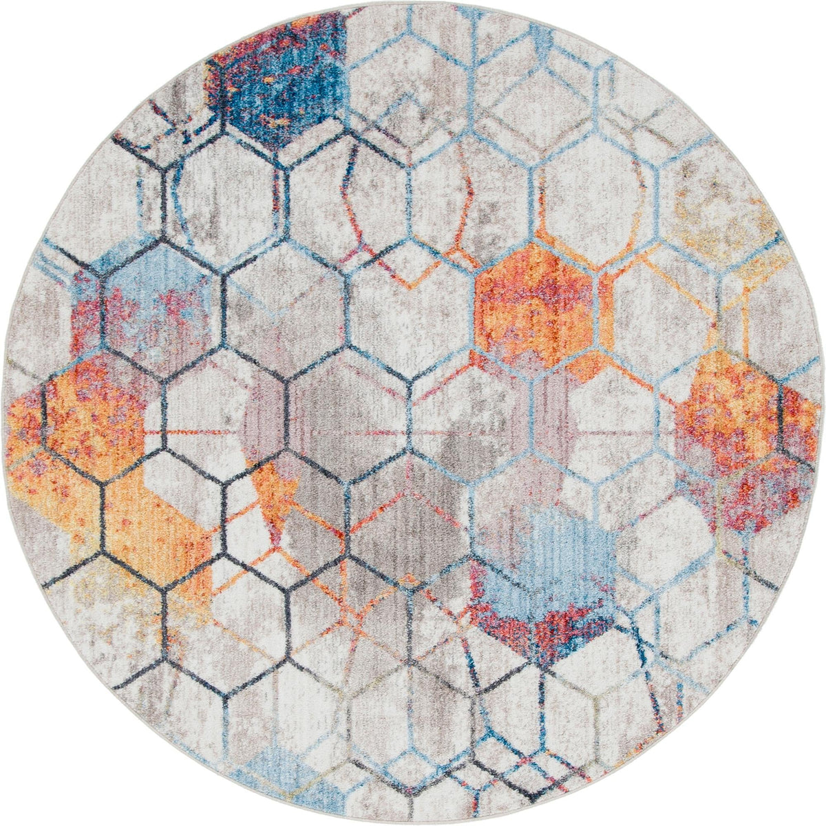 Spectrum Array Collection Area Rug - Aurora Round White  lifestyle 16