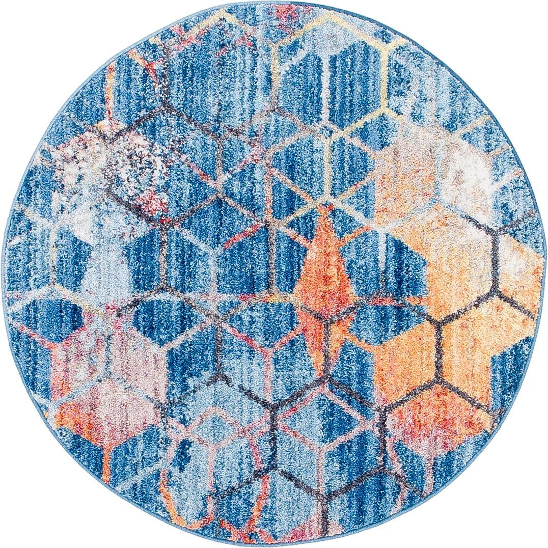 Spectrum Array Collection Area Rug - Aurora Round Blue  lifestyle 38