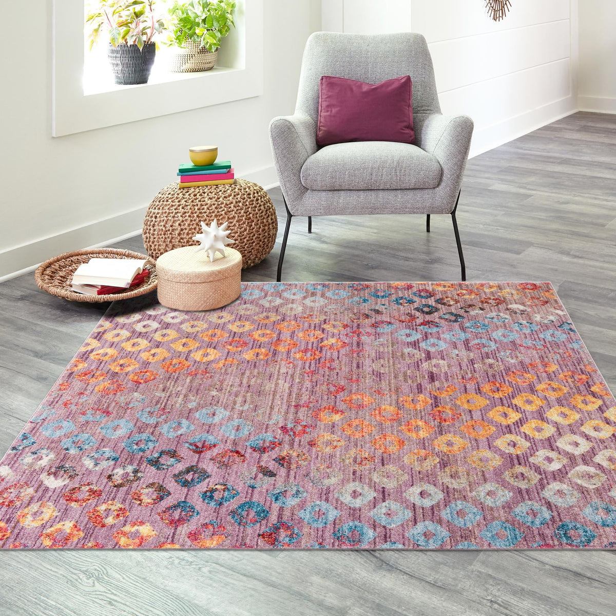 Spectrum Array Collection Area Rug -  Serenity Square Lilac  lifestyle 107