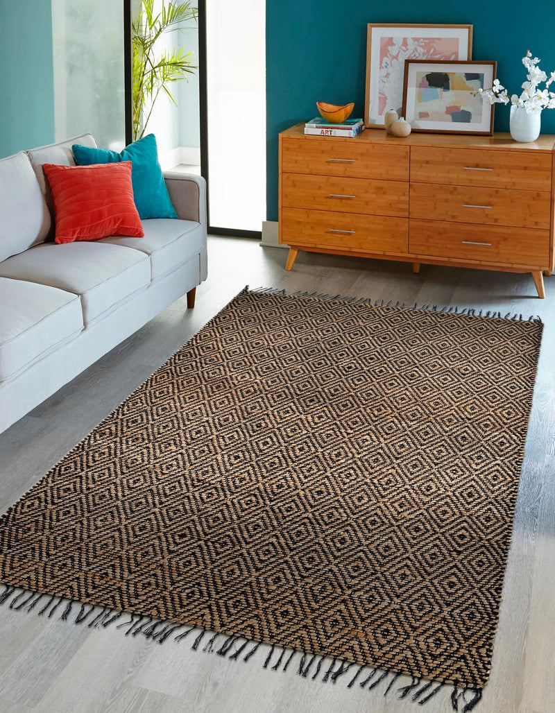 Woven Seaside Jute Collection Area Rug - Marina Rectangle Black  lifestyle 7