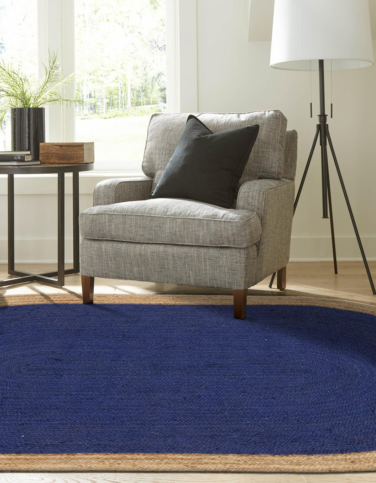 Woven Seaside Jute Collection Area Rug - Nantucket Oval Navy Blue  lifestyle 141