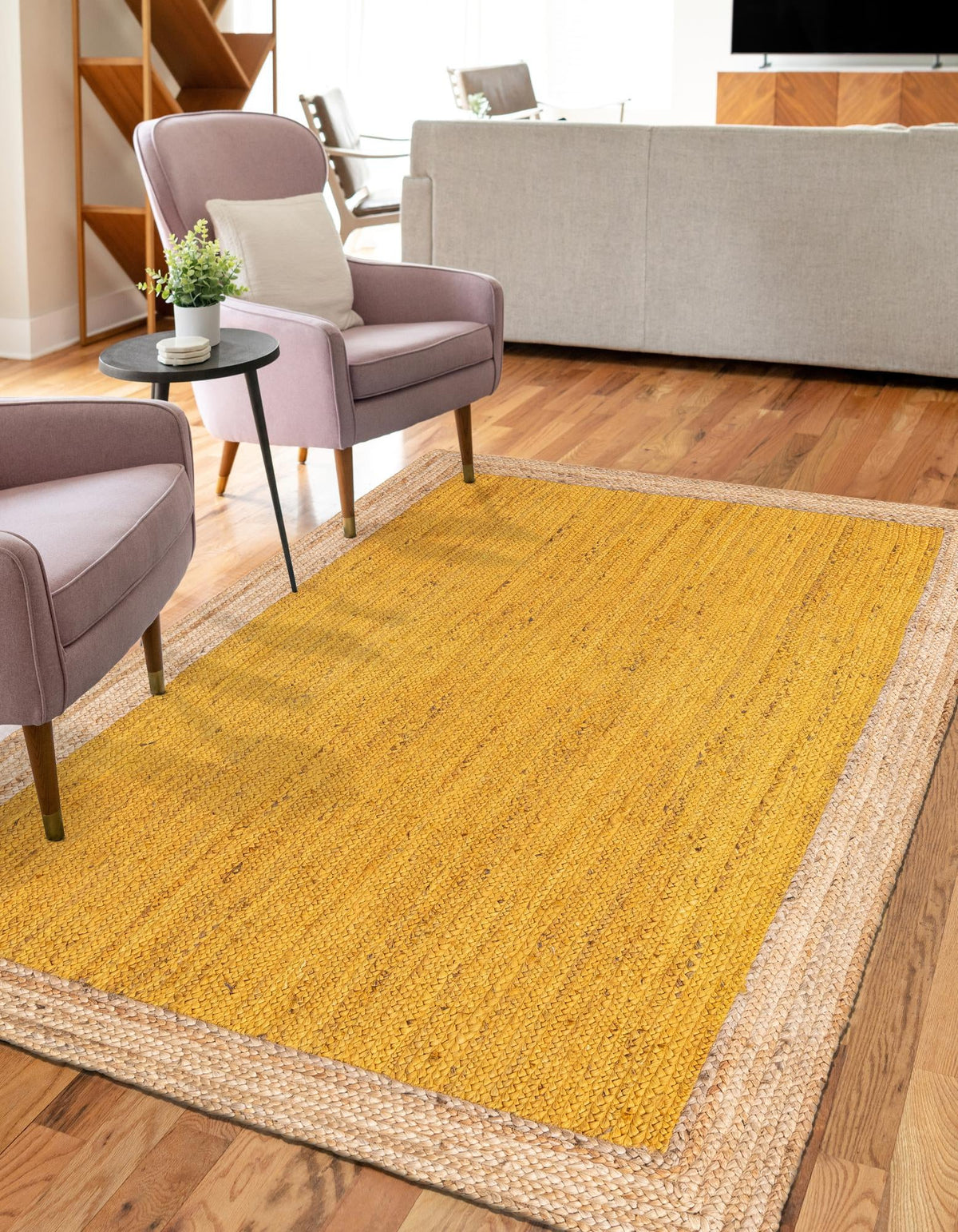 Woven Seaside Jute Collection Area Rug - Nantucket Rectangle Yellow  lifestyle 5