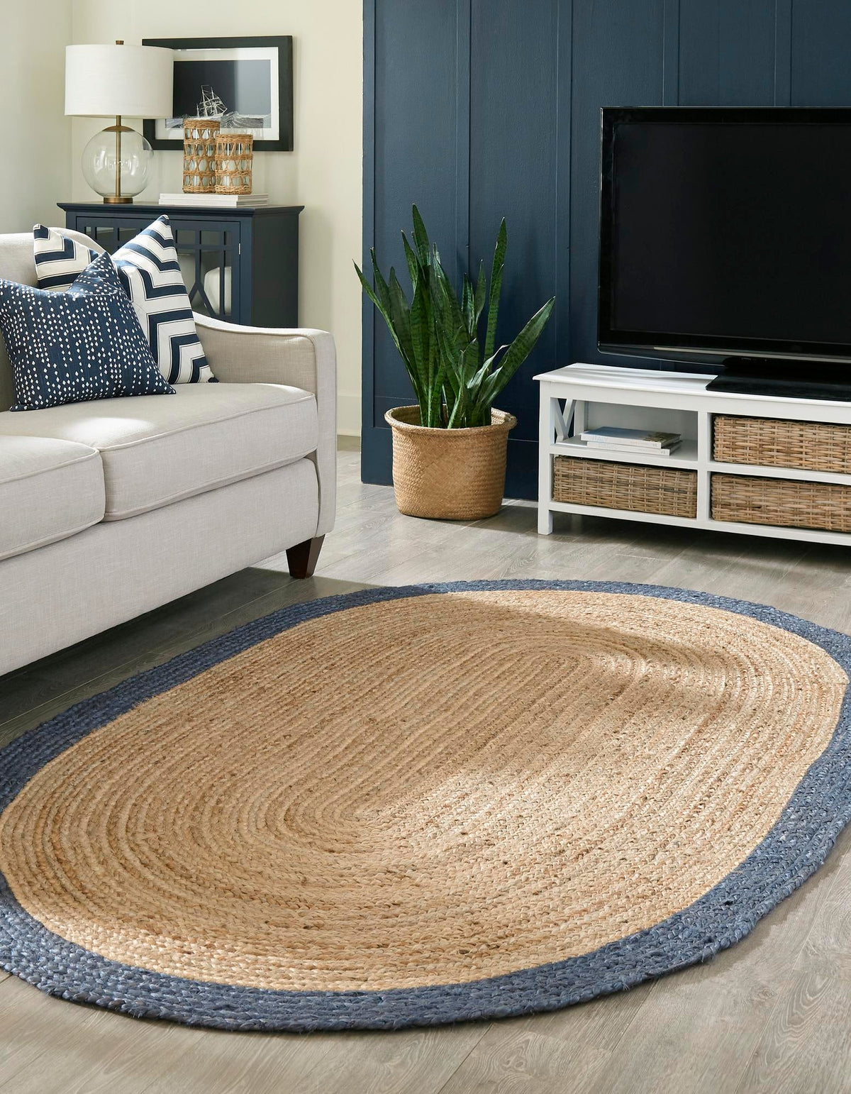 Woven Seaside Jute Collection Area Rug - Nantucket Oval Natural  lifestyle 128