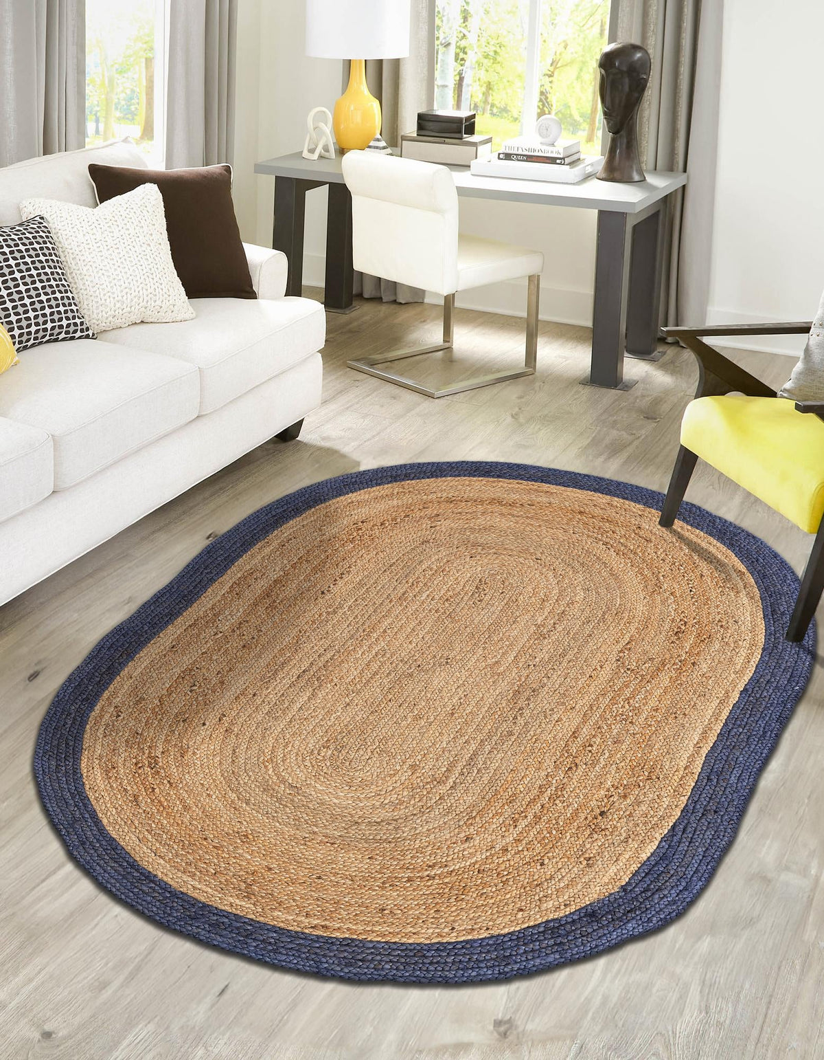 Woven Seaside Jute Collection Area Rug - Nantucket Oval Natural  lifestyle 164