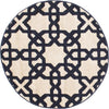 Lattice Gardens Collection Area Rug -  Greenhedge Round Beige and Navy Blue  lifestyle 56