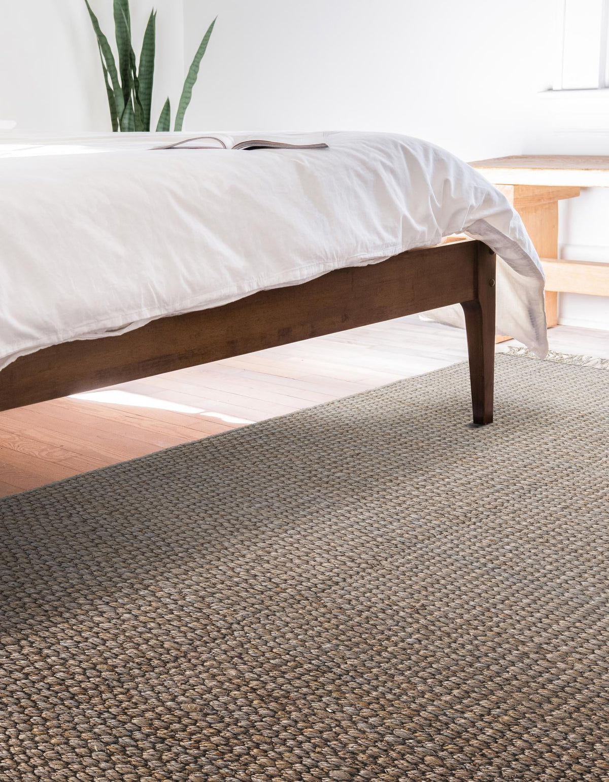 Coastal Weave Jute Collection Area Rug - Seashore Rectangle Gray  lifestyle 8